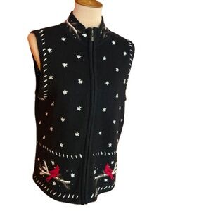 Vtg Y2K cardinal winter zip up sweater vest